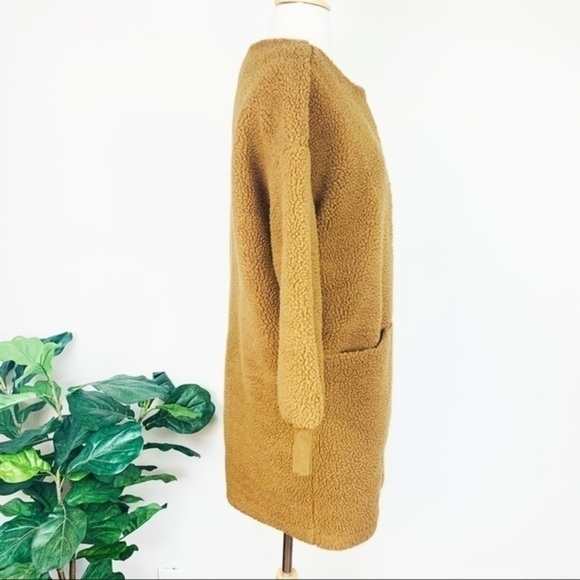 💋Madewell Sherpa caramel tan light brown cocoon jacket coat - Picture 10 of 13